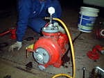 消火栓ポンプの漏水の耐圧試験